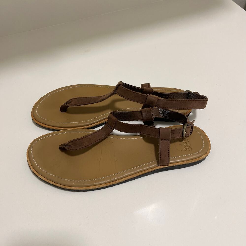 Sorel Bailee TStrap Brown Leather Sandals Size‎ 8.5